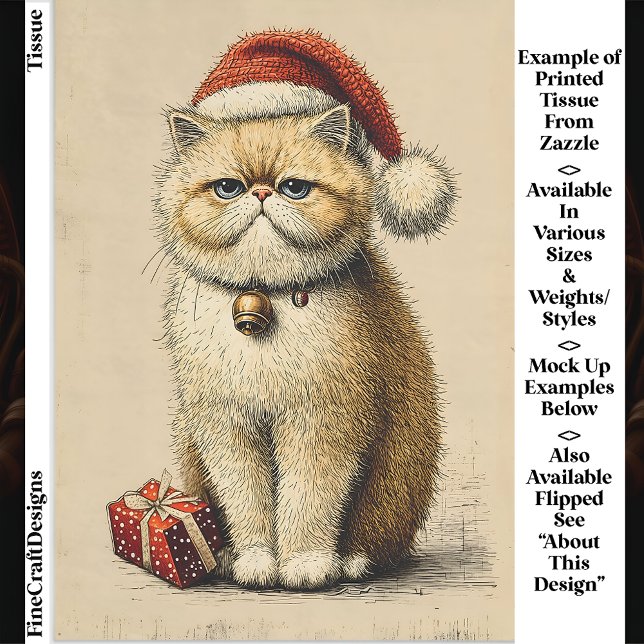 Papier Mousseline Bah Humbug Grumpy Christmas Chat EA9L Découpage (Créateur téléchargé)