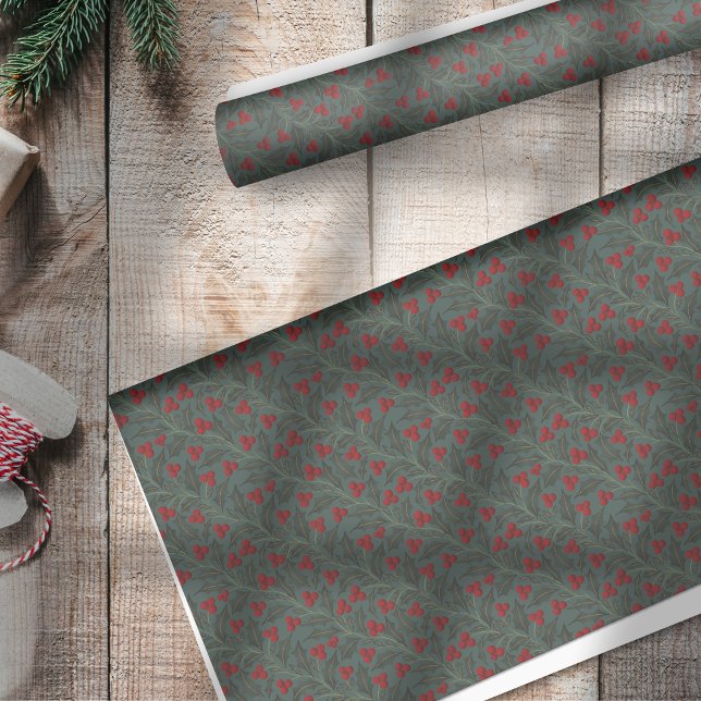 Papier Mousseline Baies de houx de Noël (Créateur téléchargé)