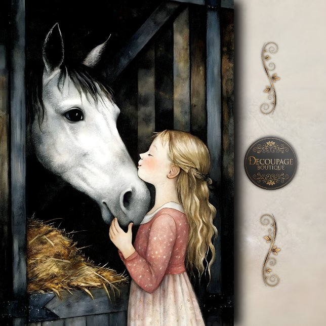 Papier Mousseline Baiser de Cheval Sucré Découpage (Sweet Horse Kiss Decoupage Tissue Paper)