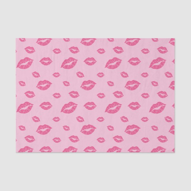 Papier Mousseline Baiser Heureuse Sainte-Valentin en bâton rose (Recto)