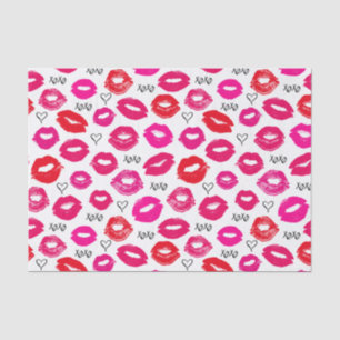 Papier Mousseline Baisers XOXO rouge et rose