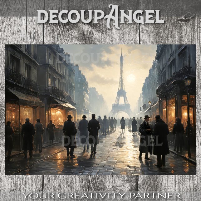 Papier Mousseline Balade dans Paris rétro #1 - Découpage - (Créateur téléchargé)