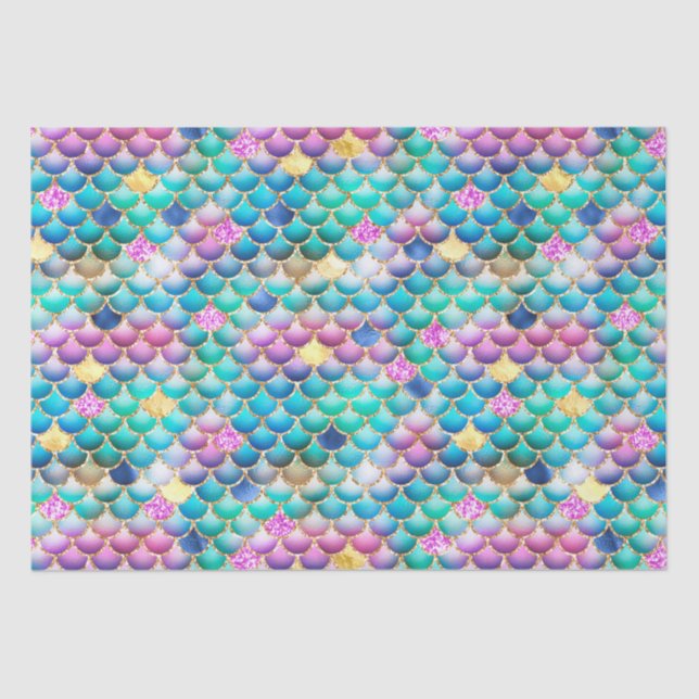 Papier Mousseline Balances de sirène Rainbow Ombre Foil & Gold Parti (Recto)