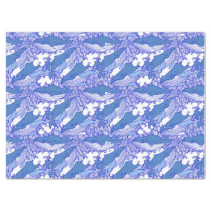 Papier Mousseline Baleine à bosse monochromatique bleue