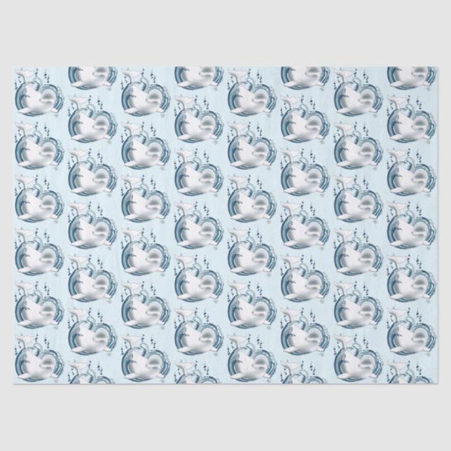 Papier Mousseline Baleine Béluga Bleue (Recto)