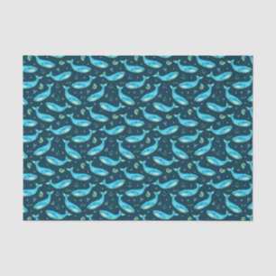Papier Mousseline Baleine Bleue Motif de plage marine
