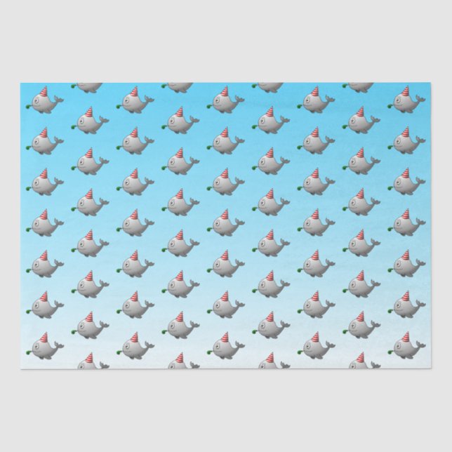 Papier Mousseline Baleine de fête mignonne (Recto)