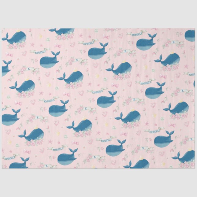 Papier Mousseline Baleine florale personnalisée en Whimsical (Recto)