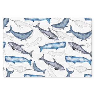 Papier Mousseline Baleines d'eau