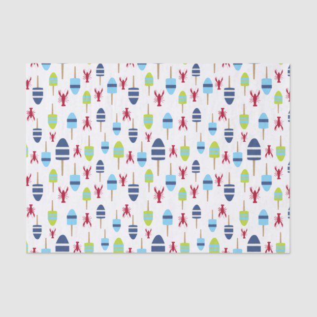 Papier Mousseline Balise nautique et homard de thème décorés d'un (Recto)