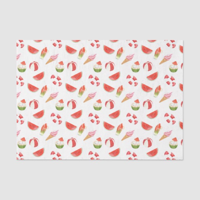 Papier Mousseline Balle de plage été fun (Design 32 série rouge) (Recto)