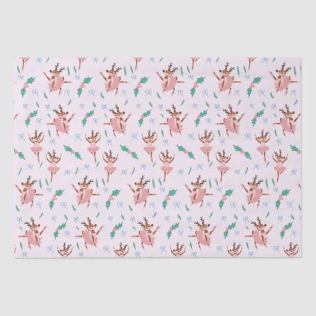 Papier Mousseline Ballerina Reindeer et Bows Noël (Recto)