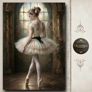 Papier Mousseline Ballerine au ruban rose près de la fenêtre