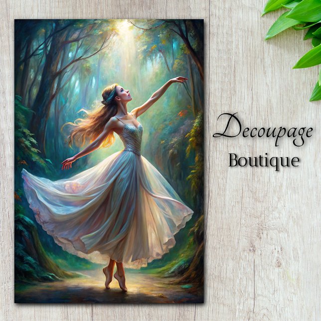 Papier Mousseline Ballerine Découpe Forêt Enchantée (Enchanted Forest Ballerina Decoupage Tissue Paper)