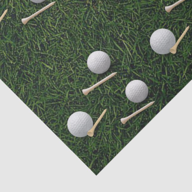 Papier Mousseline Balles de golf sur fond d'herbe verte (Détail)