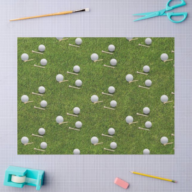 Papier Mousseline Balles de golf sur fond d'herbe verte (Artisanat)