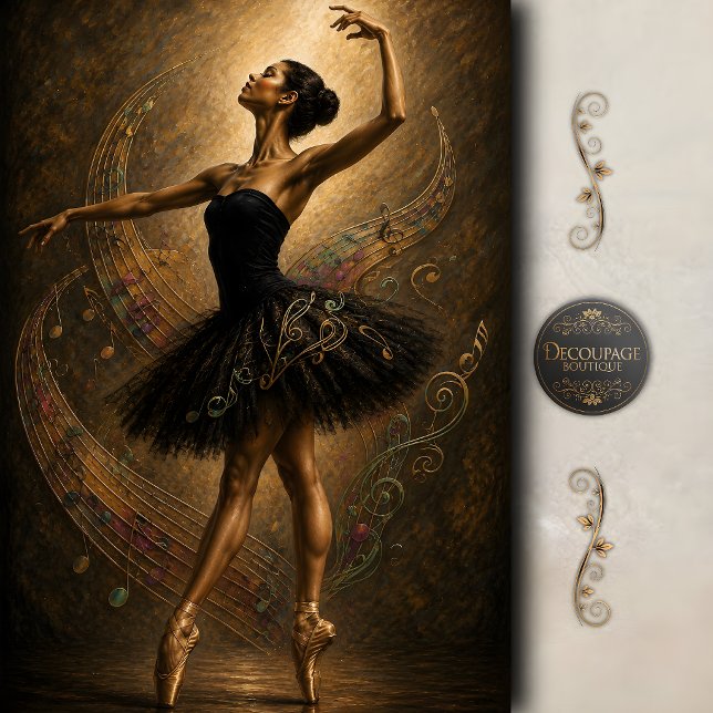 Papier Mousseline Ballet Melody in Motion Découpage (Melody in Motion Ballet Decoupage Tissue Paper)