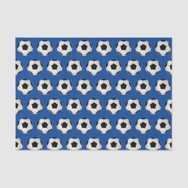 Papier Mousseline Ballon de football blanc et bleu noir (Recto)