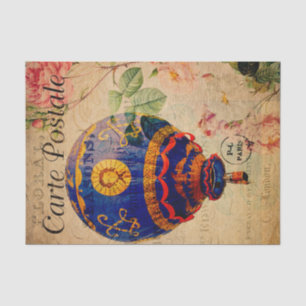 Papier Mousseline Ballon vintage à air chaud Floral Flowers França