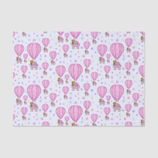 Papier Mousseline Ballons à Air Chaud Bébé Rose (Recto)