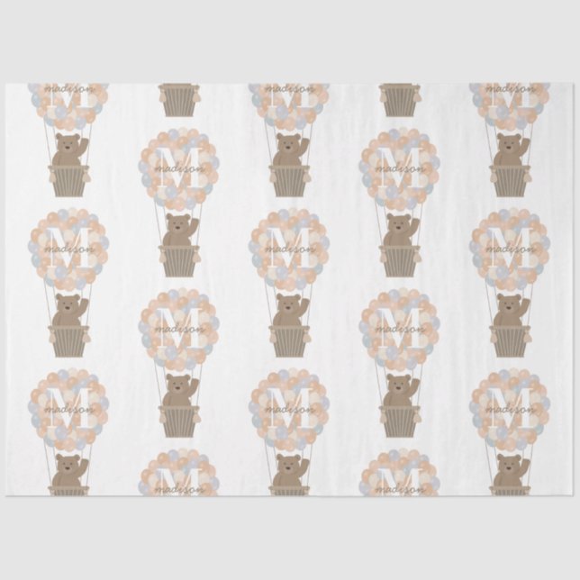 Papier Mousseline Ballons à air chaud de l'ours mou Monogramme Neutr (Recto)
