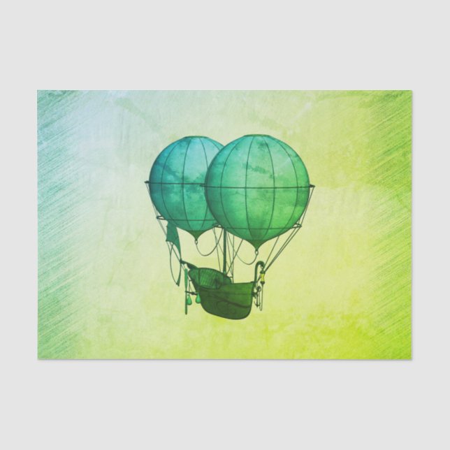 Papier Mousseline Ballons à air chaud Steampunk avec Vert navire (Recto)