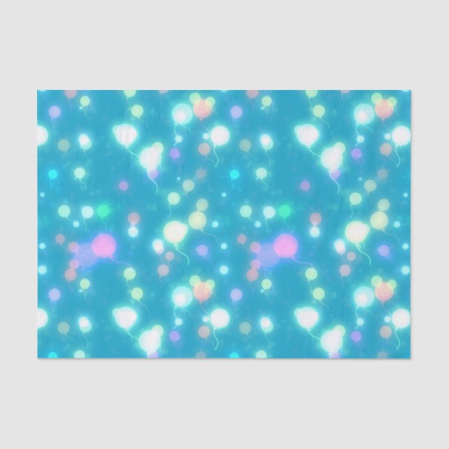 Papier Mousseline Ballons de Fête Brillants Bleus (Recto)