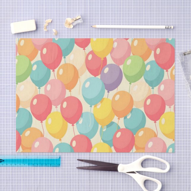 Papier Mousseline Ballons de fête de différentes couleurs (Artisanat)