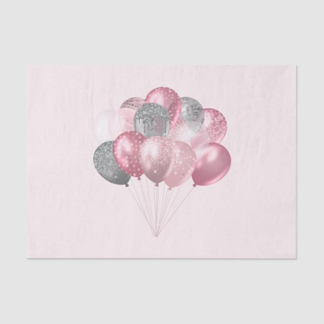 Papier Mousseline Ballons de losange de Glittery en rose et en argen (Recto)