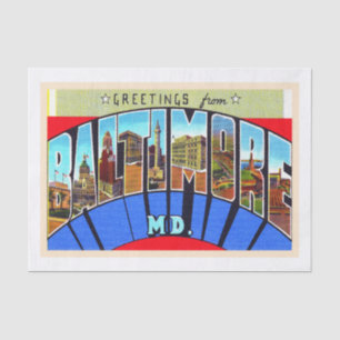 Papier Mousseline Baltimore Maryland Vintage Grande Lettre Carte pos