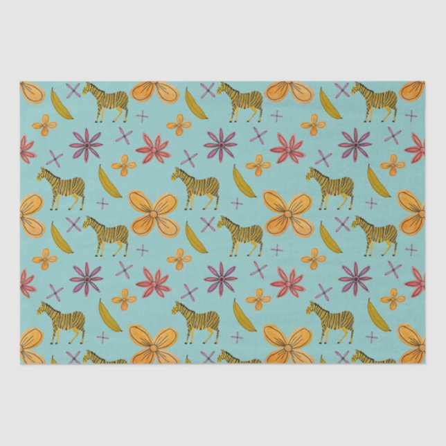 Papier Mousseline Bananes et zèbres (Recto)