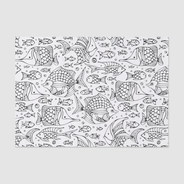 Papier Mousseline Banc De Poissons Monochromes (Recto)