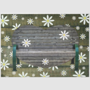 Papier Mousseline Banc rustique de la Barne Daisies