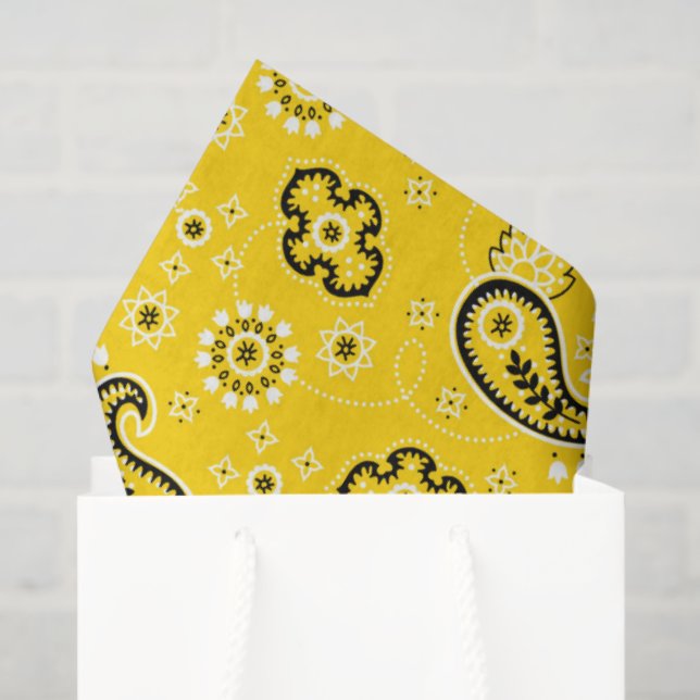 Papier Mousseline Bandana Jaune motif moderne Cowboy Fun (Sac cadeau)