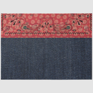 Papier Mousseline Bandana rouge Paisley Ouest Imprimer Découpage Den