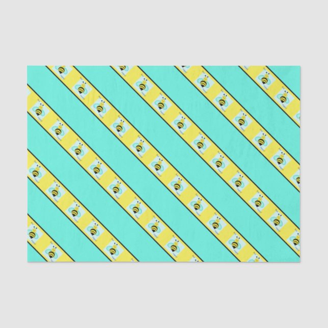 Papier Mousseline Bande Bleue "Abee Happy" (Recto)
