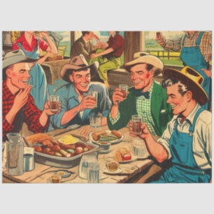 Papier Mousseline Bande dessinée Retro Cowboys