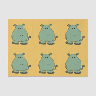 Papier Mousseline Bande dessinée verte heureuse d'hippopotame