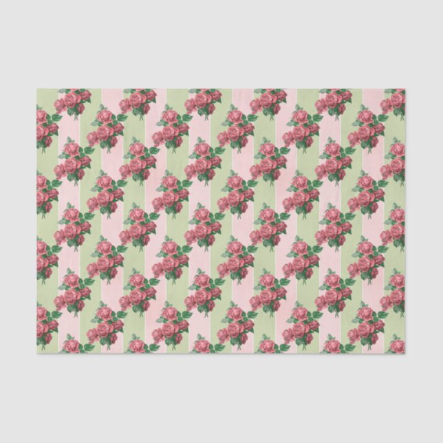 Papier Mousseline Bande rose et verte rose (Recto)