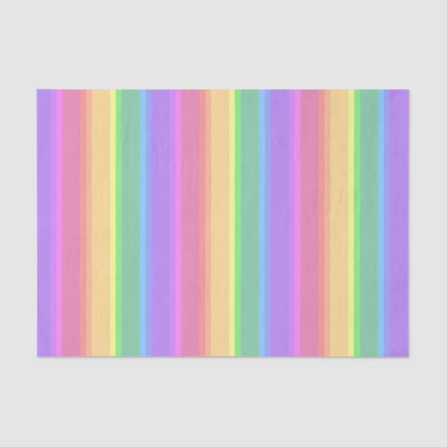 Papier Mousseline Bandes arc-en-ciel pastel (Recto)