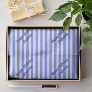 Papier Mousseline Bandes bleues Texte personnalisé