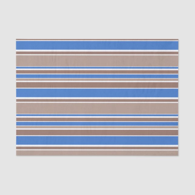 Papier Mousseline Bandes Brown et bleues (Recto)