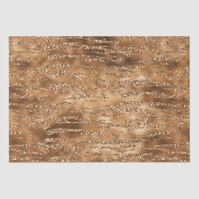 Papier Mousseline Bandes de Parties scintillant Brown or (Recto)