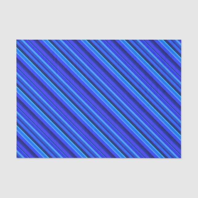 Papier Mousseline Bandes diagonales bleues (Recto)