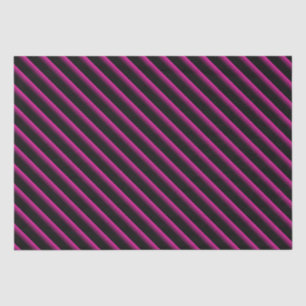 Papier Mousseline Bandes diagonales en noir et rose chaud