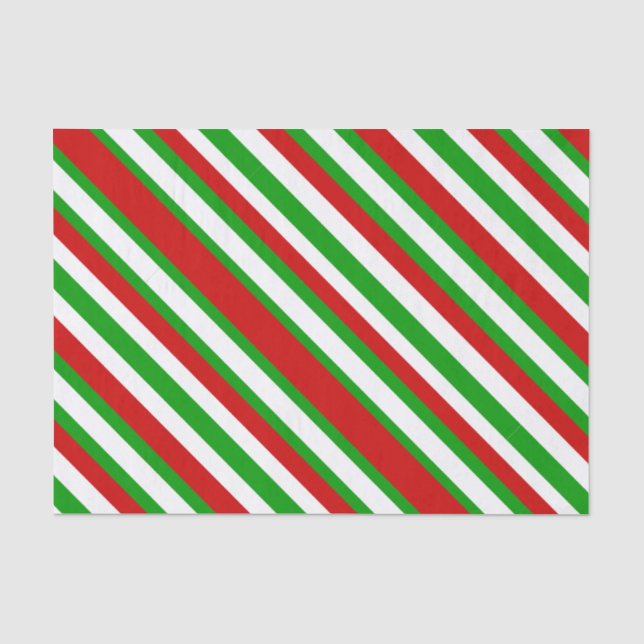 Papier Mousseline Bandes diagonales rouges, blanches et vertes (Recto)