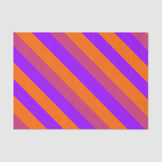 Papier Mousseline Bandes diagonales violettes, orange et roses (Recto)