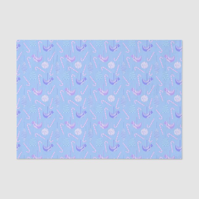 Papier Mousseline Bandes d'oiseaux bleu (Recto)