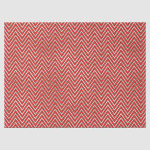 Papier Mousseline Bandes en argent et en rouge Chevron