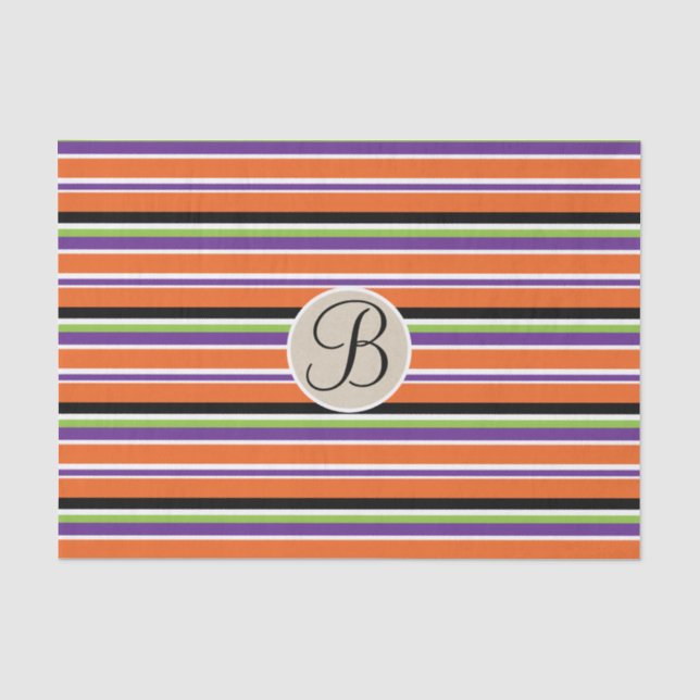 Papier Mousseline Bandes Halloween Kraft Monogramme Lettre Initiale (Recto)